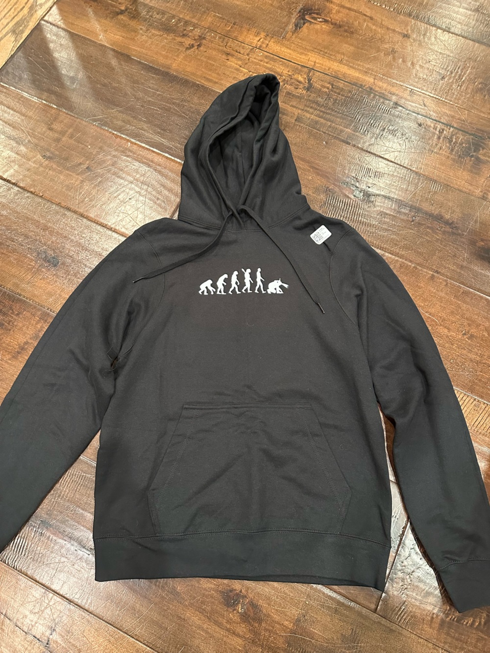 Spelunking Black Hoodie with Evolution Graphic - Unbranded